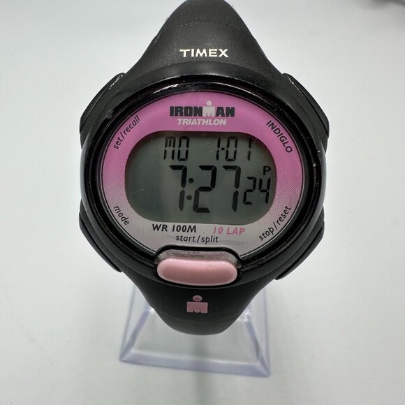 Timex Ironman Triathlon Digital Watch Women Black Pink Indiglo New Battery - Picture 1 of 13